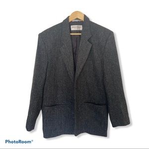 Yves Saint Laurent Gray Tweed Blazer Jacket 36